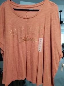 Old Navy Short Sleeve Tshirt Womens XL Rust With Metallic Gold Words - Picture 1 of 5