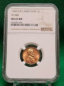 1960 D/D Large Date Lincoln cent VP-006 MS65RD RPM Nice Strike