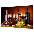 Red, White And Rose Wine Bottles Glasses And Grapes Modern Kitchen Canvas Print