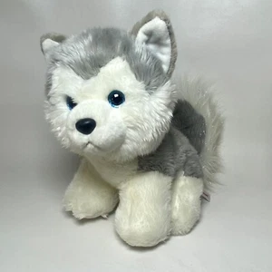 Peluche cane cucciolo Aurora Husky peluche coda glitter pellet sacchetto di fagioli occhio blu - Foto 1 di 10