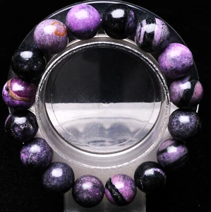 12.8mm Natural Purple Sugilite Quartz Crysta Fluorite Gemstone Bracelet - Picture 1 of 6