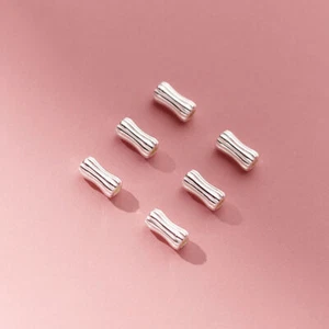 Cuentas de tubo corrugado de plata esterlina 925, cuentas espaciadoras A5221 - Imagen 1 de 6