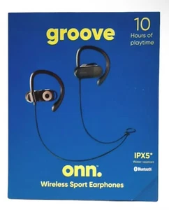Onn Groove Wireless Sport Earphones IPX5 Bluetooth - Black (AAABLK100002891) NEW - Picture 1 of 3