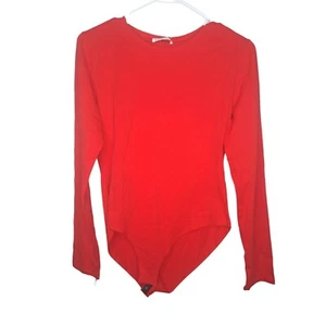 NWT Mangopop Women's Long Sleeve Tops Bodysuit Jumpsuit Red, Large Stretch Sexy - Picture 1 of 4