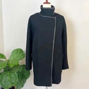 Chaqueta Abrigo Largo MADEWELL Para Mujer Talla 2 City Grid Negra Mezcla de Lana Cremallera Completa - Imagen 1 de 13