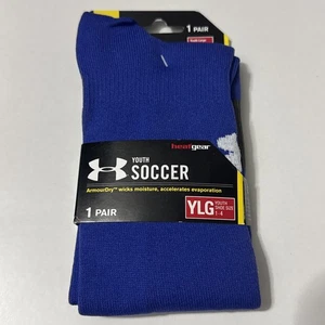 Under Armour UA448 UA Soccer Socks Over-The-Calf Socks Blue Youth LG 1-4 - Picture 1 of 2