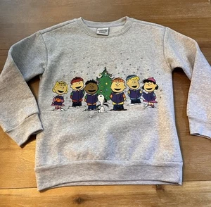 Peanuts Christmas Sweatshirt Child Size 7 Gray Charlie Brown Light Up Snoopy - Picture 1 of 9
