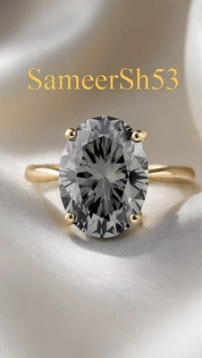 Diamante gris corte ovalado de 2 quilates | Anillo de oro de 14 quilates cultivado en laboratorio | por SameerSh53 💍 Foto 1 de 4