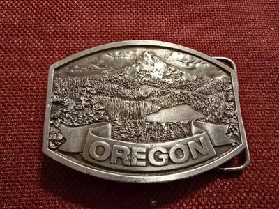 State of Oregon Lost Lake Mt. Hood View 1977 Belt Buckle by Bergamot Brass Works - Image 1 of 4
