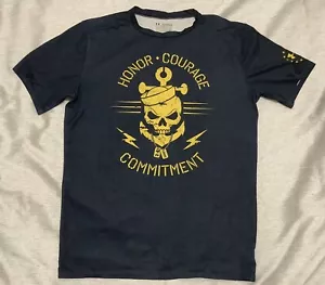 UNDER ARMOUR NAVY COMPRESSION GYM WORKOUT SHIRT XXL HONOR COURAGE COMITMENT MIL - Picture 1 of 8
