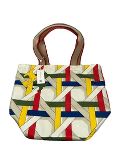 Borsa Tory Burch Grace stampata in tessuto cesto panna francese taglia unica - Foto 1 di 6