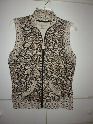 Oleg Cassini Sport Chaqueta Cremallera Chaleco ~ Marrón, Negro, Beige Pequeño Foto 1 de 2