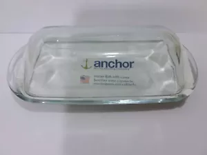 Glass Butter Dish with Cover Anchor Hocking Company 7.5" x 3.25" High Quality - Picture 1 of 3