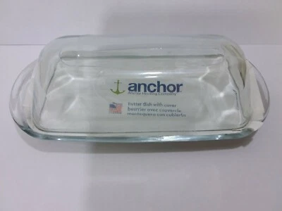 Glass Butter Dish with Cover Anchor Hocking Company 7.5" x 3.25" High Quality - Image 1 of 3