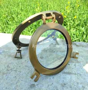 Antiguo barco de latón náutico marítimo de 9" ventana y ojo de buey de pared decoración de oficina - Imagen 1 de 3