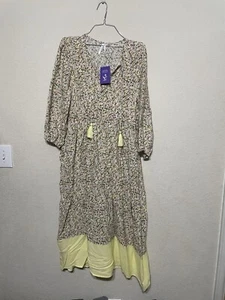 Seraphine Brand New Yellow Floral Print Tier Maternity Nursing Dress Size 6 NWT - Picture 1 of 10