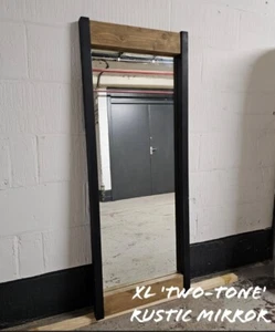 Extra Large Two Tone Rustic Mirror | Reclaimed Wood | Farmhouse Style | Distress - Picture 1 of 10