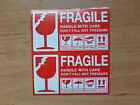 6 Stück FRAGILE ZERBRECHLICH- HANDLE WITH CARE -Sticker Label Aufkleber 90x50mm