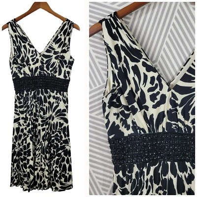 Jessica Howard размер 8 миниатюрный платье бисером вечернее цветочный с белый черный - Изображение 1 из 4