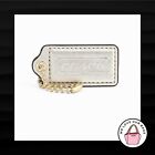 2.5" Large COACH GOLD METALLIC LEATHER BRASS KEY FOB BAG CHARM KEYCHAIN HANG TAG
