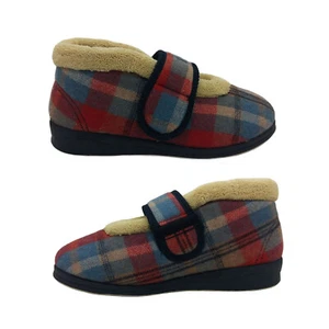 Panda Emee Ladies Slippers Boot Cosy Check Outer Soft Lining Single Strap - Picture 1 of 11