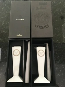 Set 2 NEU authentischer VERSACE ROSENTHAL SiLVER MEDUSA WEISSER KERZENHALTER AG - Bild 1 von 6