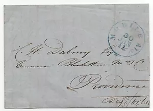 Inland Waterway Cover WAY Integral 11 H/S 1 of 10 Known RARE 1/30/1851 NO to RI - Picture 1 of 2