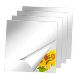 4PCS Mirror Tiles Self Adhesive, Acrylic Flexible Unbreakable Stick on Wall - Picture 1 of 8