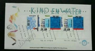 [SJ] Holland Netherlands Water 1988 Children Painting Kid (miniature FDC) - Image 1 of 4