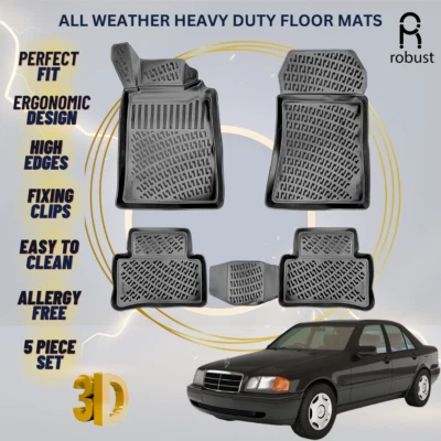 梅赛德斯 C 级 W202 1993 - 2000 全天候重型地毯脚垫衬里 — 第 1/4 张图片