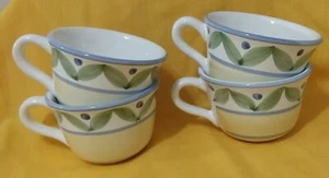 4 WILLIAMS-SONOMA Marisol BLUE & YELLOW Flat COFFEE MUGS~ Cups ITALY 3" 14 OZ EC - Picture 1 of 11
