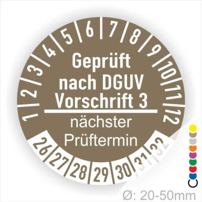 PRINTENGEL © Prüfplaketten DGUV- BGV alt Prüfungsplaketten Service Wartung Anlagen Ø:20-50mm
