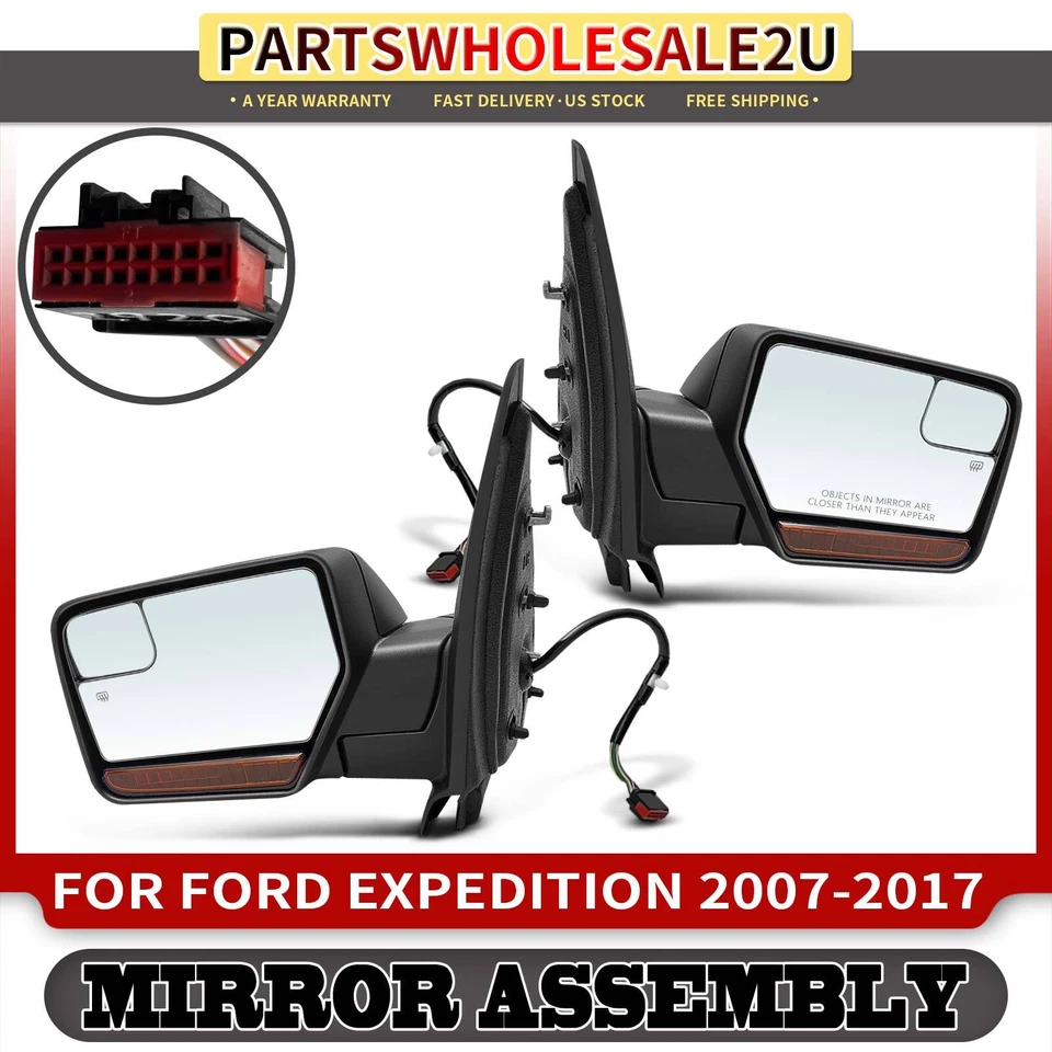 2x Espejo térmico eléctrico con memoria de punto ciego para Ford Expedition 2007-2017 Foto 1 de 4