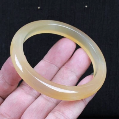 Brazalete Brazalete 58MM Certificado Ágata Natural Calcedonia Jade Amarillo 0369 Foto 1 de 4