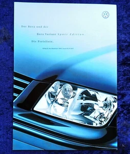 VW Bora und Bora Variant Sport Edition, Preisliste 9.2000 Modelljahr 2001 - Bild 1 von 1