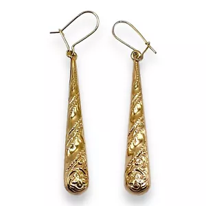 Pendientes de gancho colgantes de oro amarillo de 10k -1270 - Imagen 1 de 9