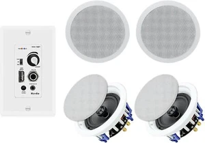 Herdio Audio Wall Bluetooth Amplifier Receiver Kit+4x 6.5" Ceiling Speakers 640W - Picture 1 of 19
