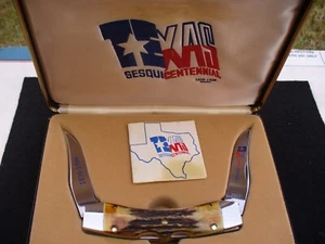 Vintage Case XX Stag Lock Horn Knife Texas Sesquicentennial 1836-1986 '80 NM/Box - Picture 1 of 12
