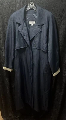 Women’s J Gallery Navy Blue Size 14 Polyester 4 Button Trench Coat  - Image 1 of 4