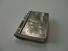 Sterling silver pill box book style and shape engraved on top 925 silver 