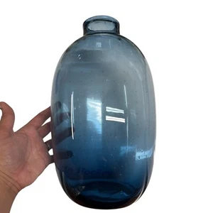 Pier 1 Decorative Vase Blue Glass Bottle Unique Shape Home Decor 11" Tall WP72Q - Picture 1 of 9