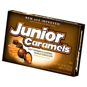 EXPIRED!! Junior caramels Soft Milk Caramels in pure chocolate 102g (Pack of 6) - Picture 1 of 2