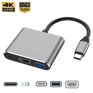 3 In 1 Usb-C Usb Hub Male To Female Hdmi-Compatible 4k For Macbook Air Converter - Picture 1 of 9