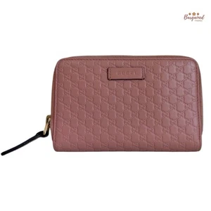 Auténtica Cartera Compacta con Cremallera GUCCI Rosa Micro-Guccissima Cuero Repujado - Imagen 1 de 13