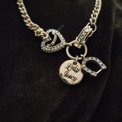 Juicy Couture Y2K Necklace Pave Heart Choker Gold Lady Juicy Love Couture VTG 15 - Image 1 of 4