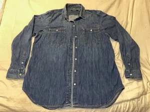 Camicia vintage Lauren Ralph Lauren sottile denim western cowboy designer blu taglia XL - Foto 1 di 15