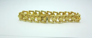 STUNNING LADIES MILOR 18K YELLOW GOLD FANCY CHAIN LINK BRACELET 13.0G - Picture 1 of 9