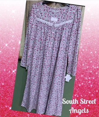 EILEEN WEST C5820200 ~ BAYA FLORAL ~ JERSEY ALGODÓN MANGA LARGA CAMISÓN ~ PEQUEÑO Foto 1 de 4