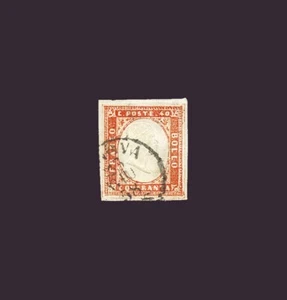 1857 Sardinia: 40C Light Orange Vermilion (N°16Ab) SPL M. Manzoni (L122) - Picture 1 of 1
