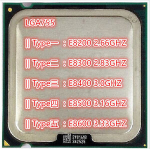 Intel Core2 DUO E8200 E8300 E8400 E8500 E8600  775pins CPU Processor